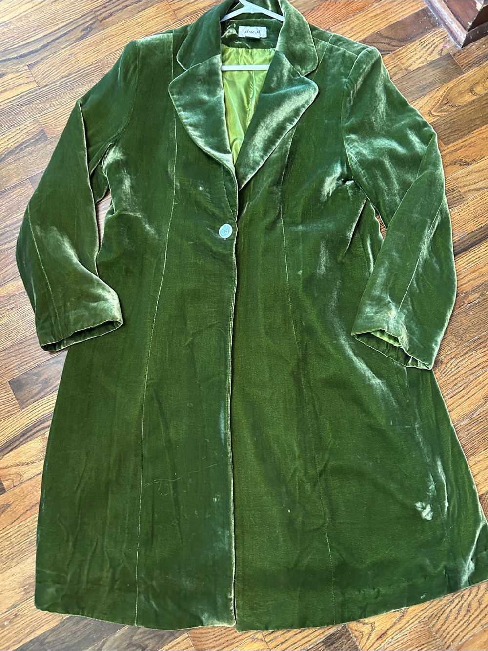 Aris Green Velvet over coat size XL*